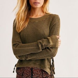 Free People Interlaken Cropped Waffle Long Sleeve Top